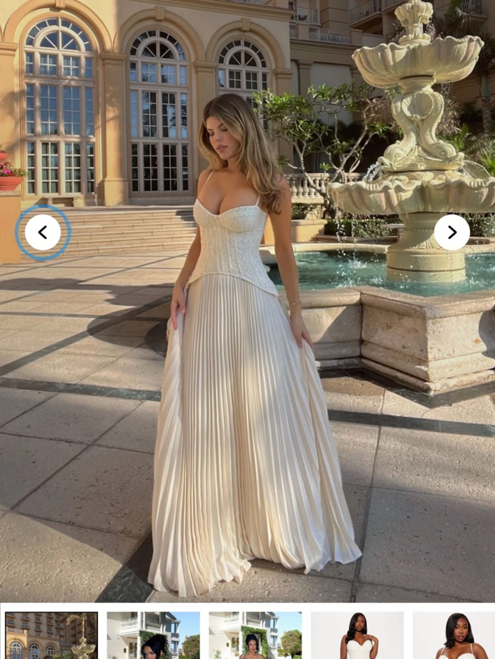 Fashion Nova Ivory Strapless Pleated Maxi Dress - Elegant Women’s Evening Gown